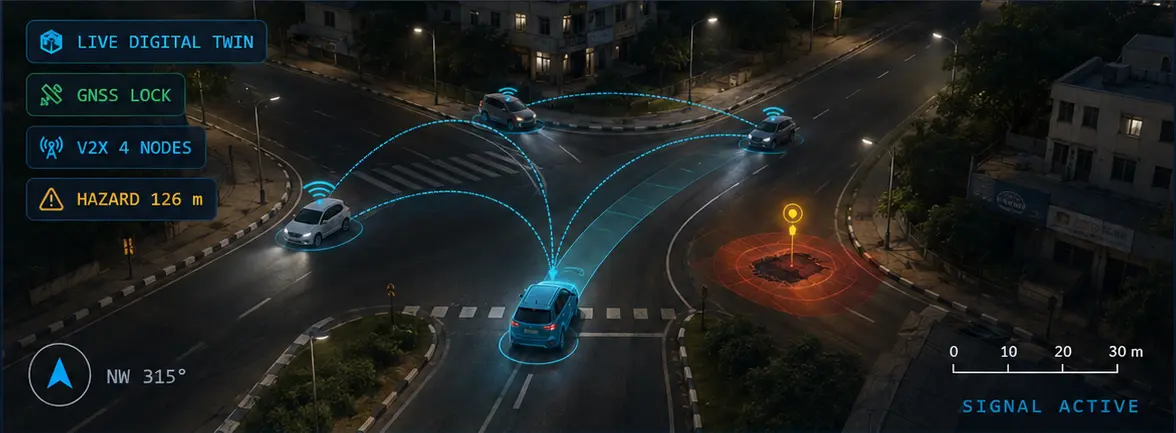 SVI digital twin at a connected urban junction in dark mode